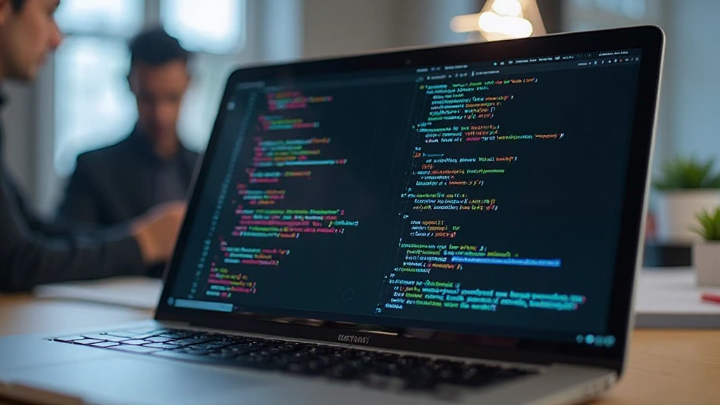 Laptop scherm met web design elementen en gestructureerde content layout weergegeven in browser